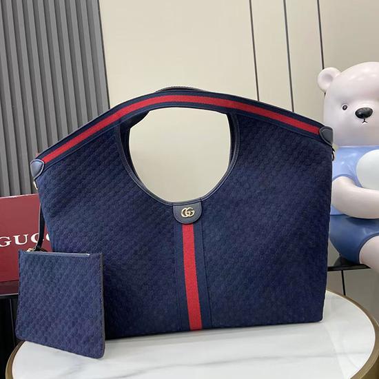 Gucci Suede Giglio Large Tote bag Blue 853971 Gucci Suede Giglio Large Tote bag Blue 853971