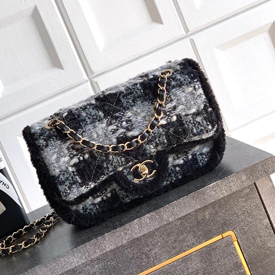Medium Chanel Tweed Flap Bag A01112 Black Medium Chanel Tweed Flap Bag A01112 Black