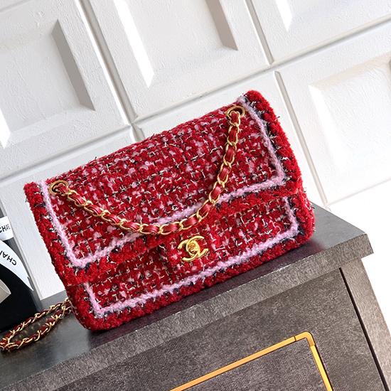 Medium Chanel Tweed Flap Bag Red A01112 Medium Chanel Tweed Flap Bag Red A01112