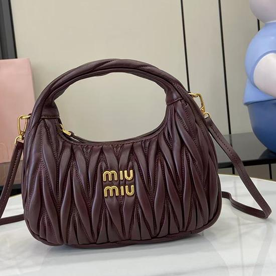 Miu Miu Wander Hobo Bag Burgundy 5BC125 Miu Miu Wander Hobo Bag Burgundy 5BC125