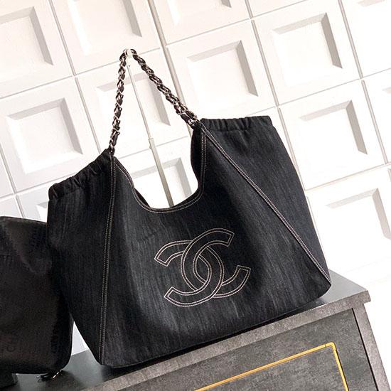 Chanel Large Vintage Denim Tote Bag Black AS4501 Chanel Large Vintage Denim Tote Bag Black AS4501