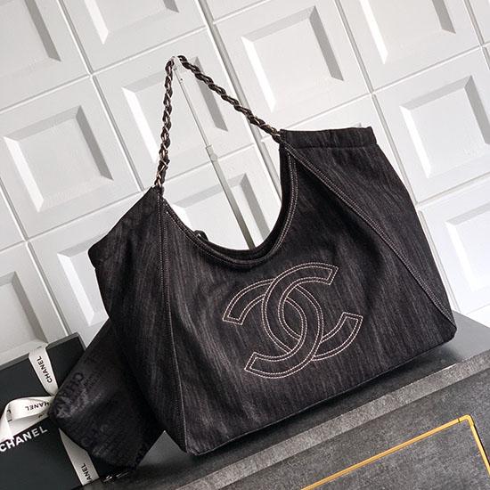 Chanel Vintage Denim Tote Bag Black AS4501 Chanel Vintage Denim Tote Bag Black AS4501