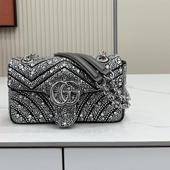 Gucci GG Marmont crystals small shoulder bag Black 837280 Gucci GG Marmont crystals small shoulder bag Black 837280