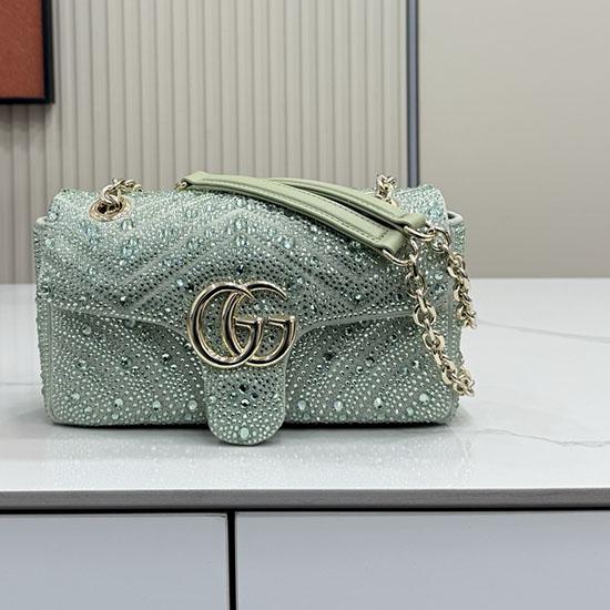 Gucci GG Marmont crystals small shoulder bag Green 837280 Gucci GG Marmont crystals small shoulder bag Green 837280