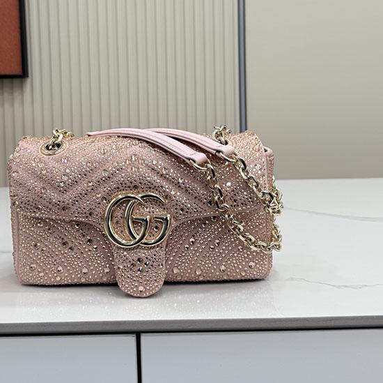 Gucci GG Marmont crystals small shoulder bag Pink 837280 Gucci GG Marmont crystals small shoulder bag Pink 837280