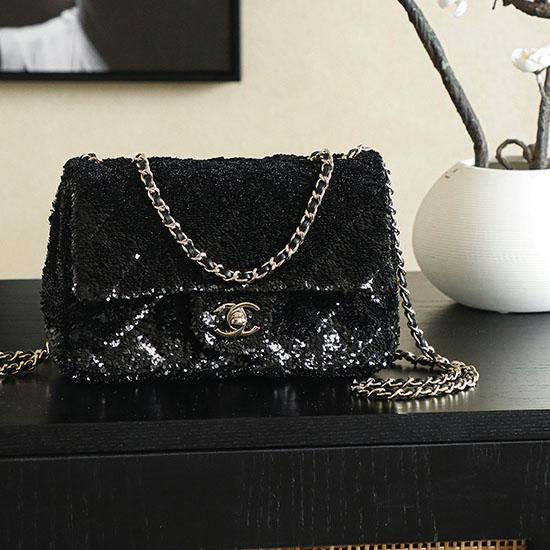 Small Chanel Classic Sequins Flap Bag Black AS2114 Small Chanel Classic Sequins Flap Bag Black AS2114