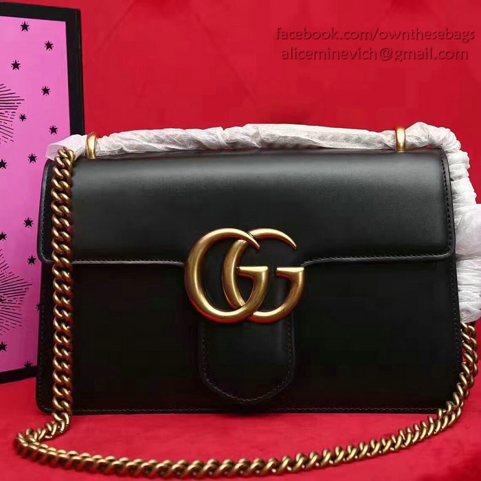 Gucci GG Marmont Leather Shoulder Bag Black 431777
