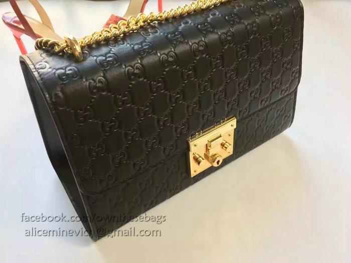 Gucci Padlock Gucci Signature Shoulder Bag Black 409486