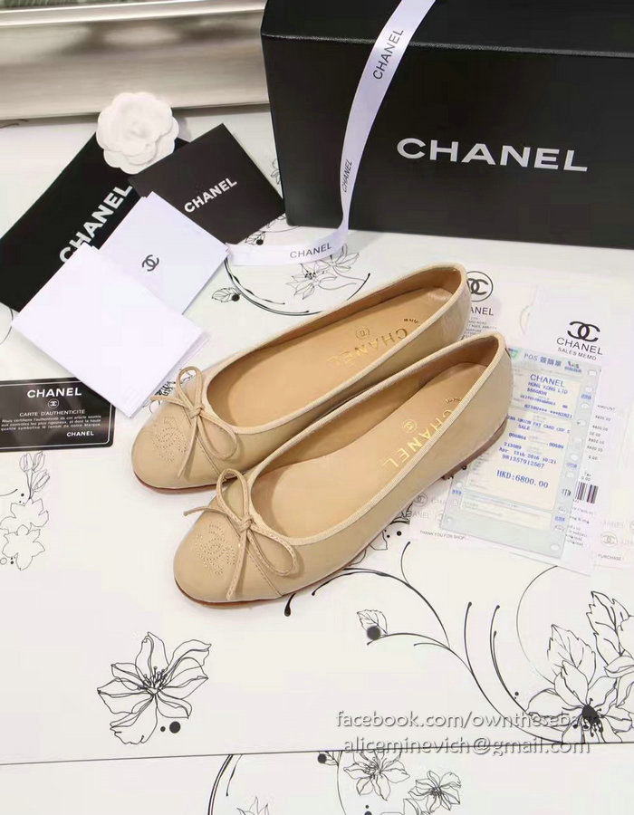 Chanel Beige Patent Leather Ballet Flats CH1630