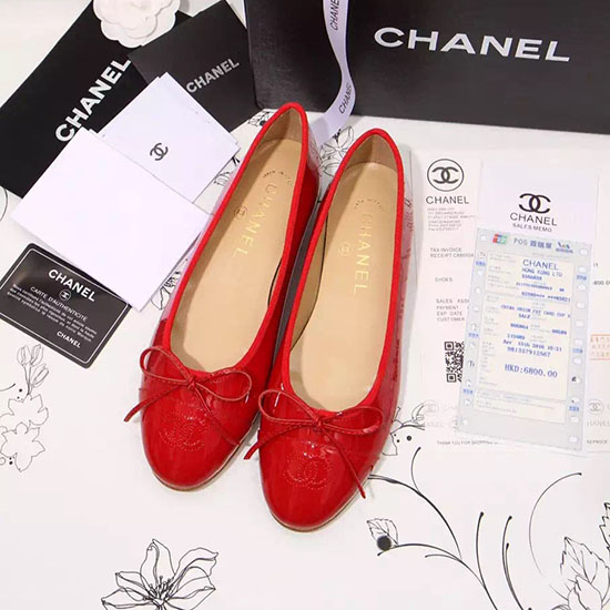 Chanel Red Patent Leather Ballet Flats CH1630