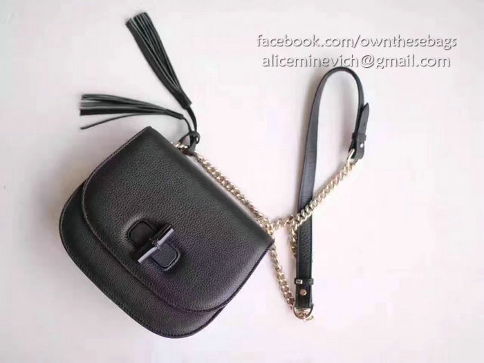 Gucci Miss Bamboo Soft Black Leather Shoulder Bag 387610