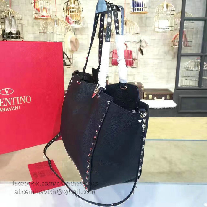 Valentino Rockstud Noir Medium Tote Bag V1125