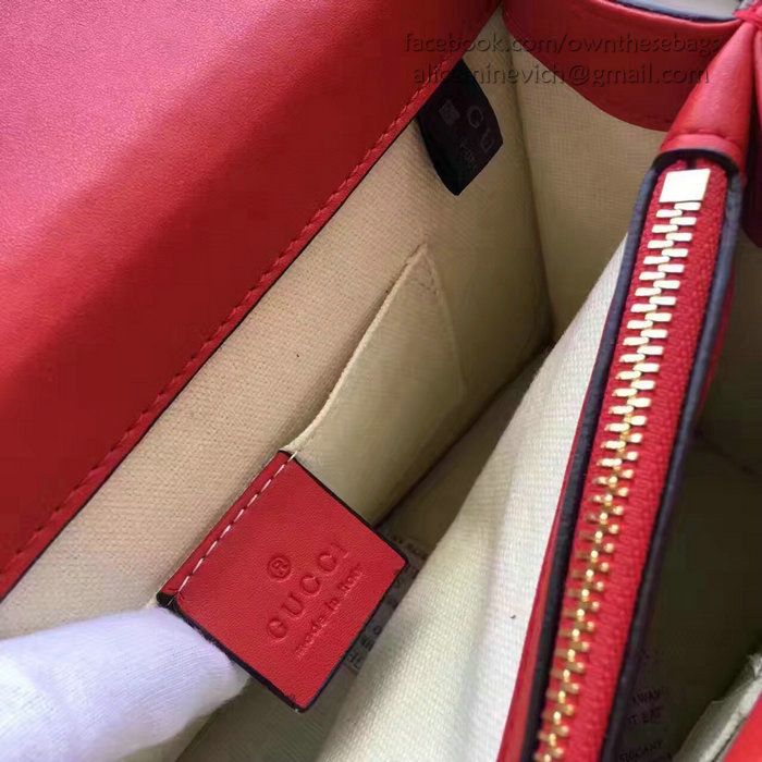 Gucci Dionysus Leather Top Handle Bag Red 448075