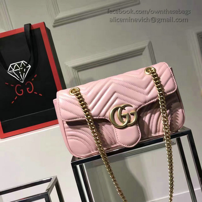 Gucci GG Marmont Matelasse Shoulder Bag Light Pink 443497