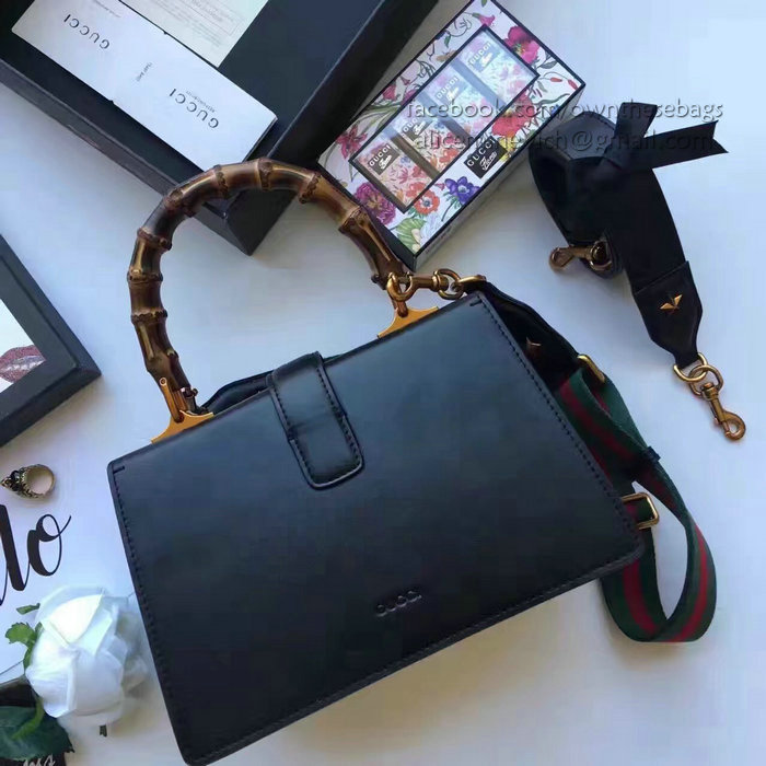 Gucci Dionysus Leather Top Handle Bag Black/Green/Red 448075