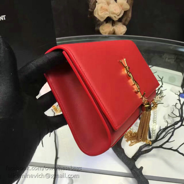 Saint Laurent Medium Kate Monogram Tassel Smooth Leather Shoulder Bag Red Y121270