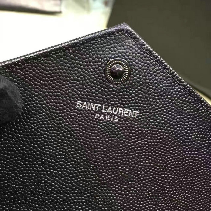 Saint Laurent Monogram Small Grained Matelasse Leather Chain Wallet Black Y121280