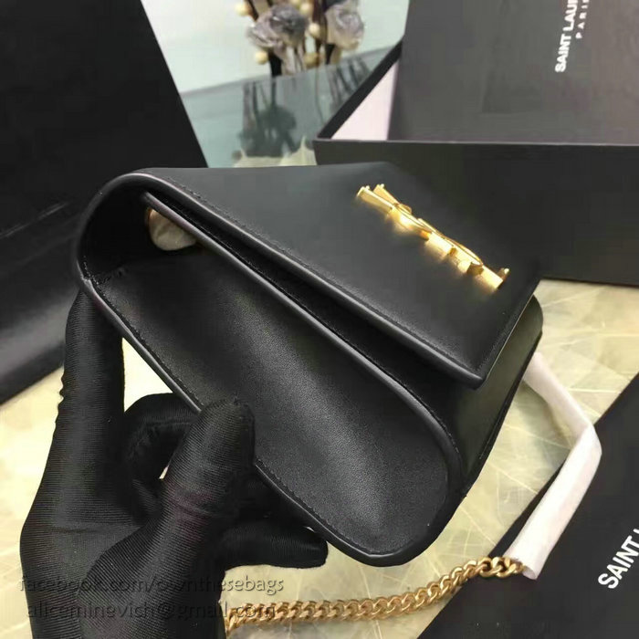 Saint Laurent Medium Kate Monogram Smooth Leather Shoulder Bag Black Y121250