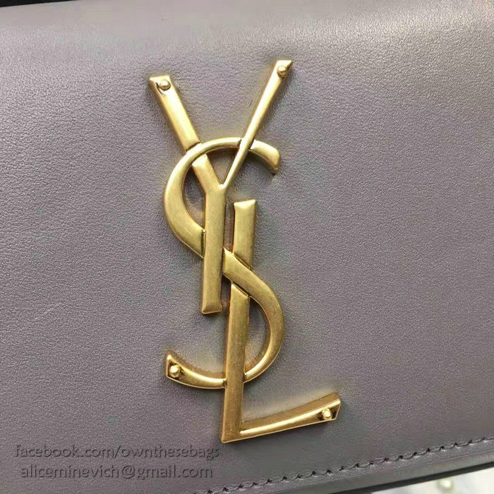 Saint Laurent Small Kate Monogram Smooth Leather Shoulder Bag Grey Y121240