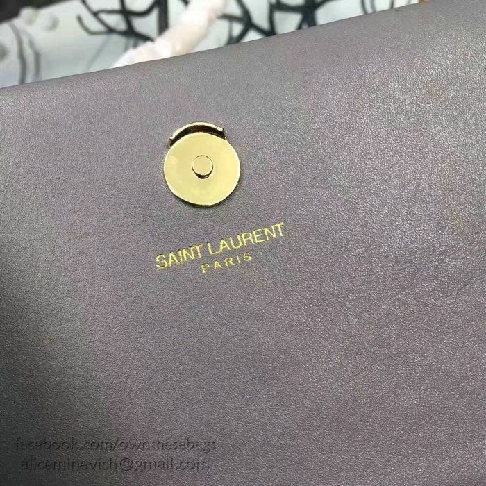 Saint Laurent Medium Kate Monogram Smooth Leather Shoulder Bag Grey Y121250