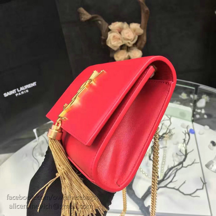 Saint Laurent Small Kate Monogram Tassel Smooth Leather Shoulder Bag Red Y121260