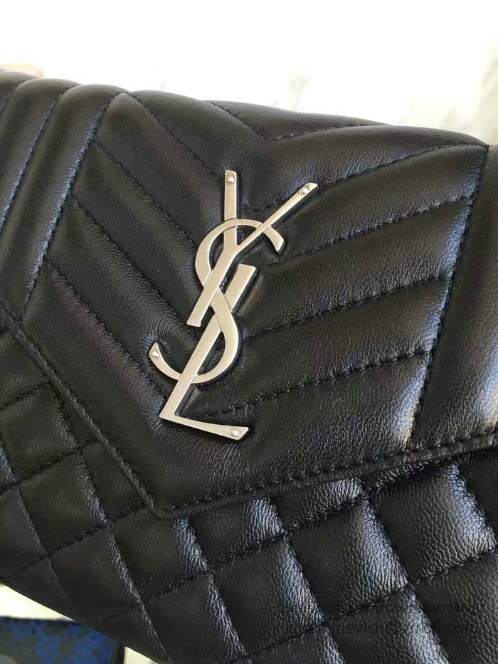 Medium Monogram Saint Laurent Satchel in Black Matelasse Leather Y221260