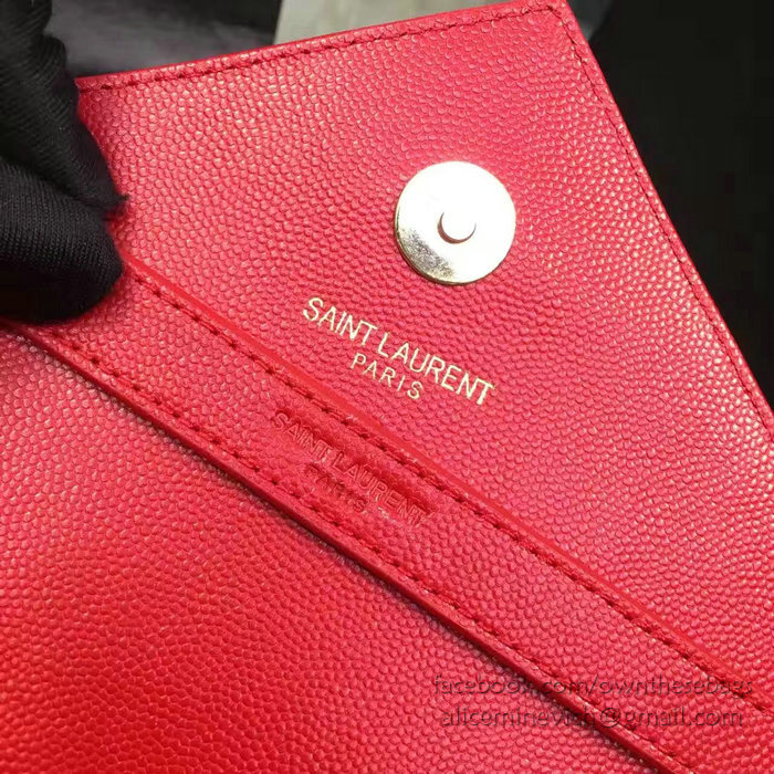 Saint Laurent Classic Large Monogram Shoulder Bag in Red Grained Matelasse 396910