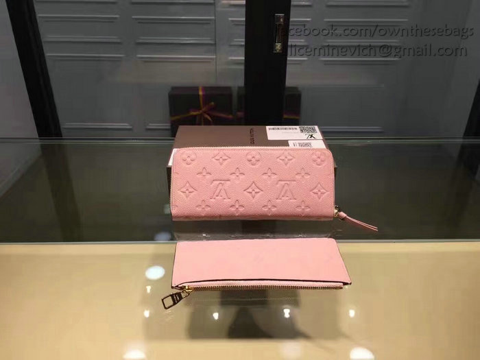 Louis Vuitton Monogram Empreinte Clemence Wallet Rose Ballerine M60171