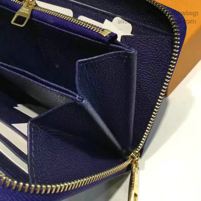 Louis Vuitton Monogram Empreinte Zippy Long Wallet Blue M60571