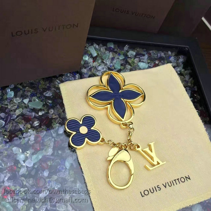 Louis Vuitton Bag Charm Rimi Key Holder Blue&Gold M61013