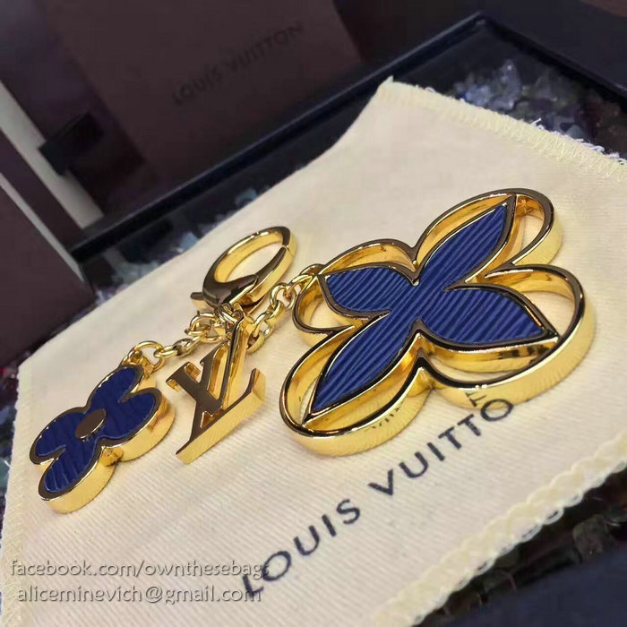 Louis Vuitton Bag Charm Rimi Key Holder Blue&Gold M61013