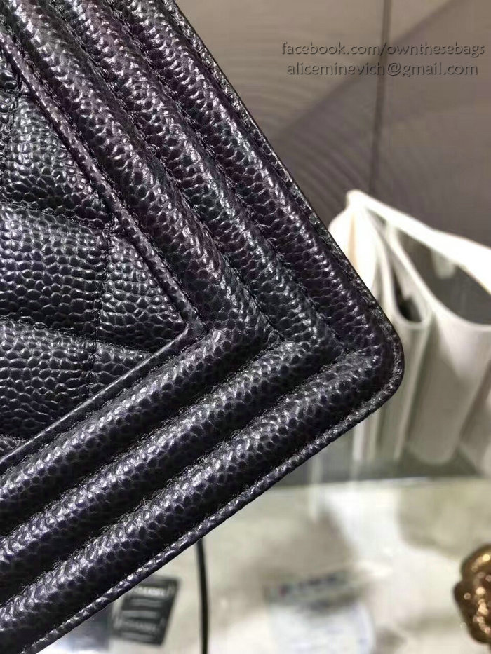 Chanel Black Quilted Caviar Medium Boy Bag Gold Hardware A67086