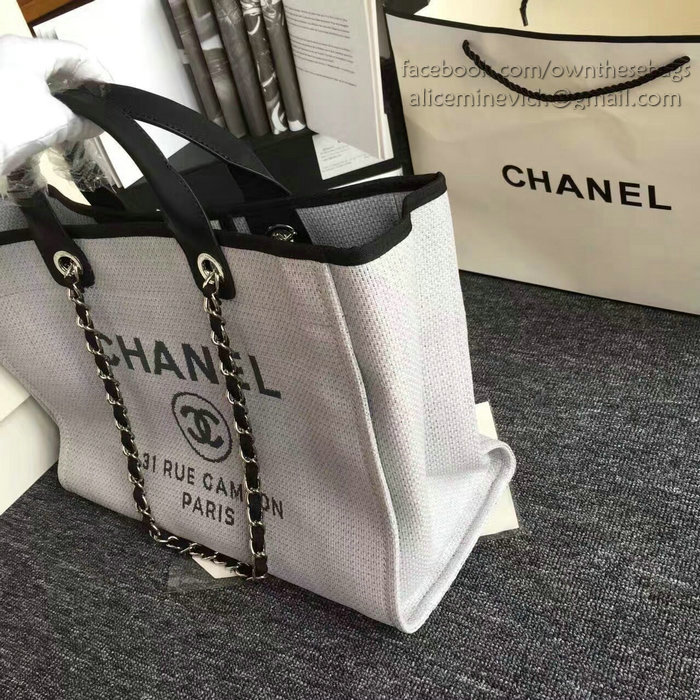 Chanel Grey Canvas Large Deauville Shopping Bag A68046