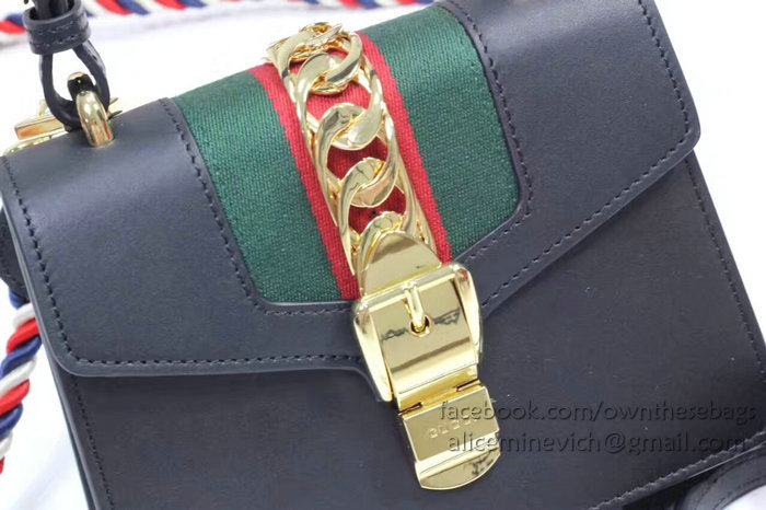 Gucci Sylvie Leather Mini Bag Black 470270
