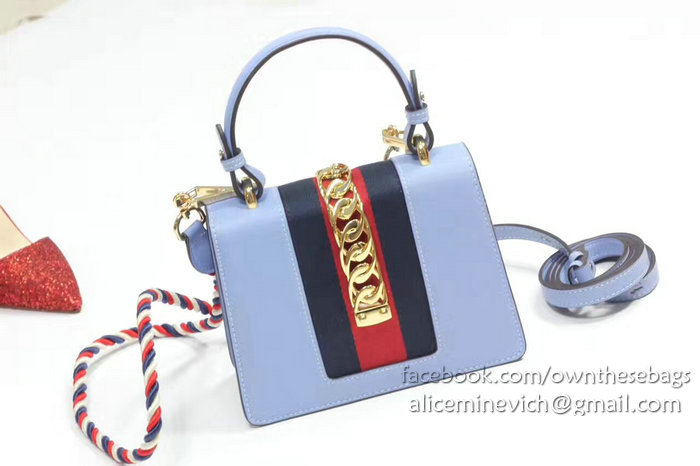 Gucci Sylvie Leather Mini Bag Light Blue 470270