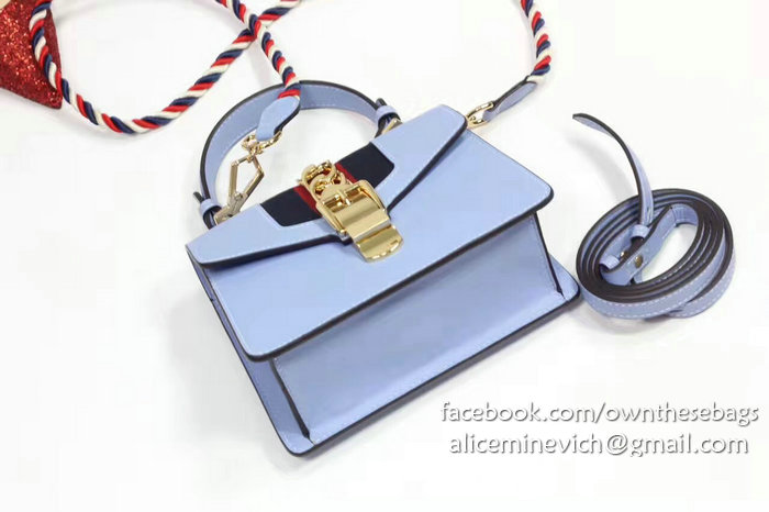 Gucci Sylvie Leather Mini Bag Light Blue 470270