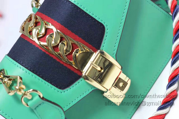 Gucci Sylvie Leather Mini Bag Light Green 470270