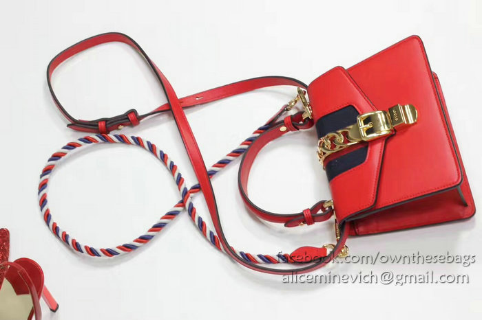 Gucci Sylvie Leather Mini Bag Red 470270