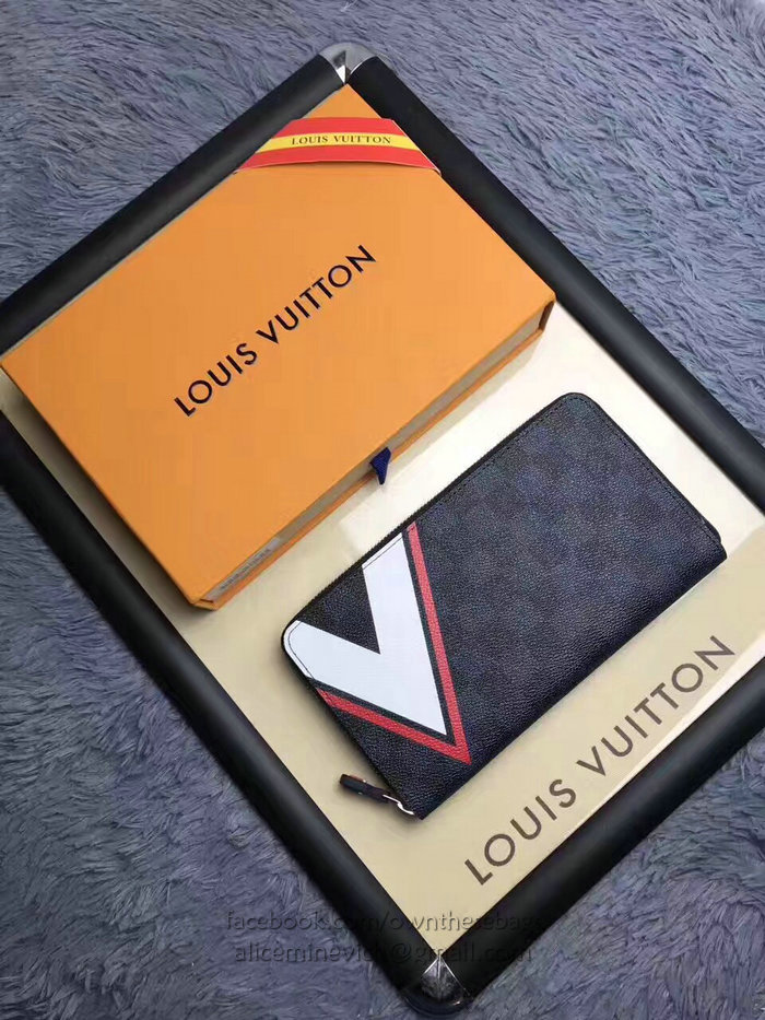 Louis Vuitton Damier Graphite Canvas Zippy Organizer Red N64014
