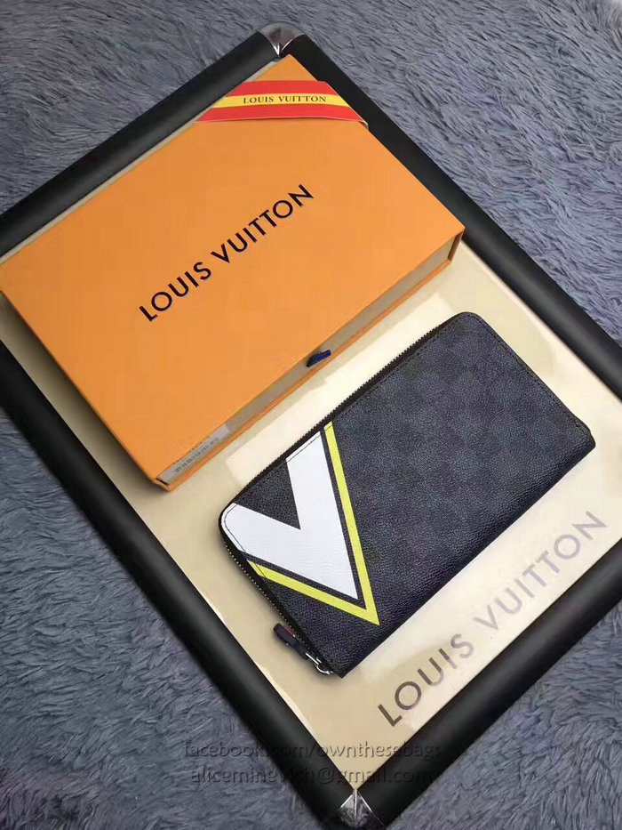 Louis Vuitton Damier Graphite Canvas Zippy Organizer Yellow N64014
