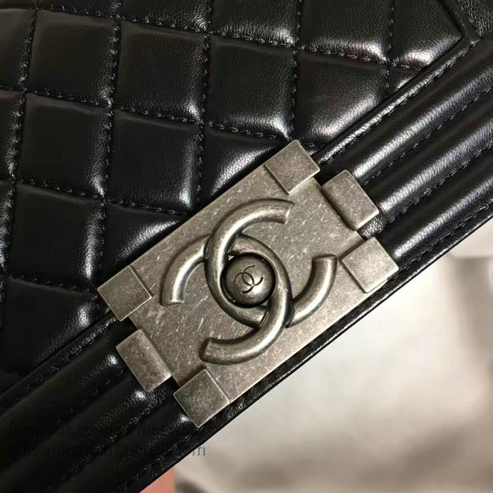 Chanel Small Quilted Lambskin Boy Bag Black A13043