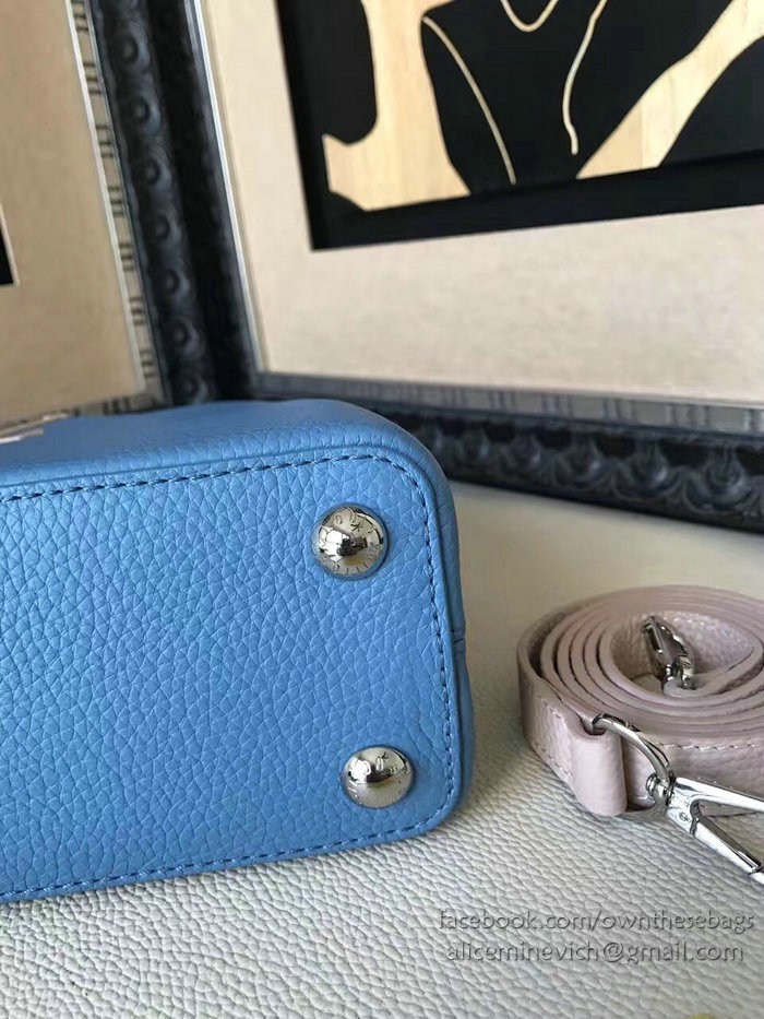 Louis Vuitton Taurillon Leather Capucines PM Blue and Grey M42237