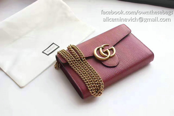 Gucci GG Marmont Leather Mini Chain Bag Burgundy 401232