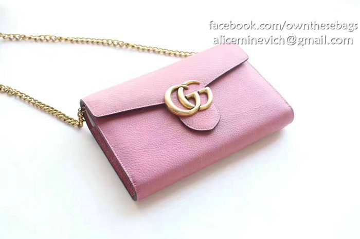 Gucci GG Marmont Leather Mini Chain Bag Pink 401232