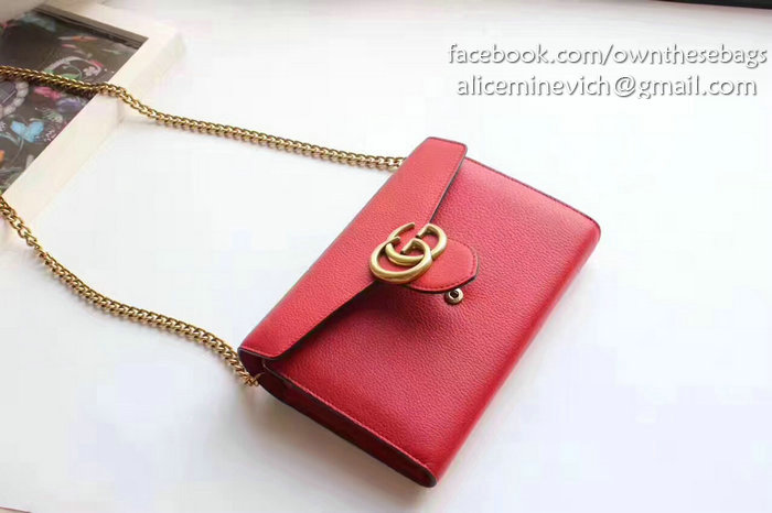 Gucci GG Marmont Leather Mini Chain Bag Red 401232