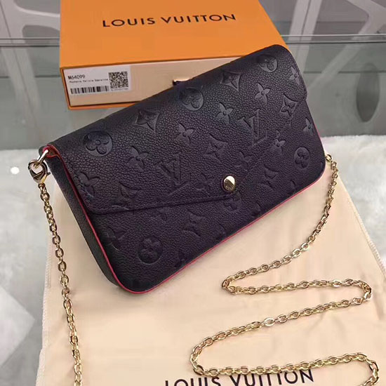 Louis Vuitton Monogram Empreinte Pochette Felicie Marine Rouge M64065