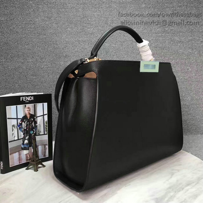 Fendi Peekaboo Tote Bag Black Original Leather F280504