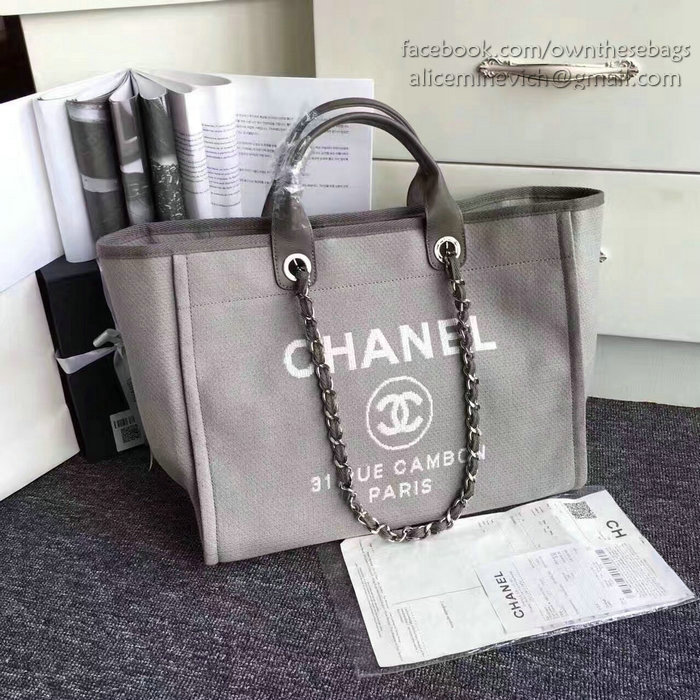Chanel Brown Canvas Large Deauville Shopping Bag A68046