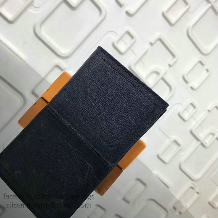 Louis Vuitton Utah Calfskin Compact Wallet Bleu Marine M64136