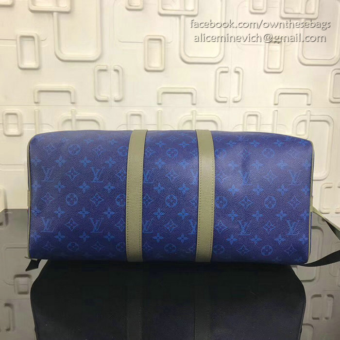 Louis Vuitton Monogram Canvas Keepall Bandouliere 45 Blue M43858